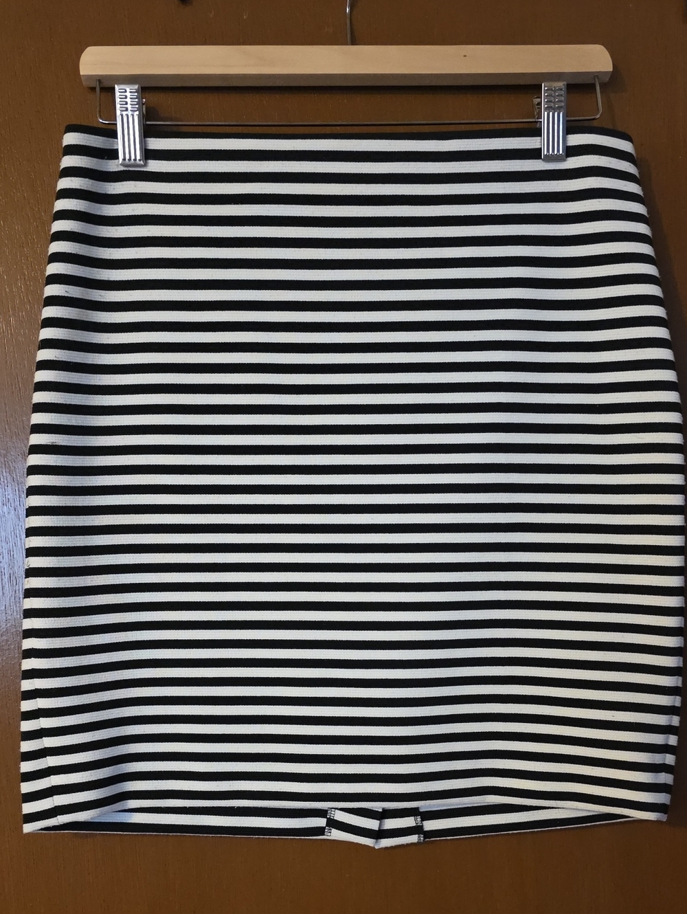 LOFT Black and White Horizontal Stripe Pencil Skirt